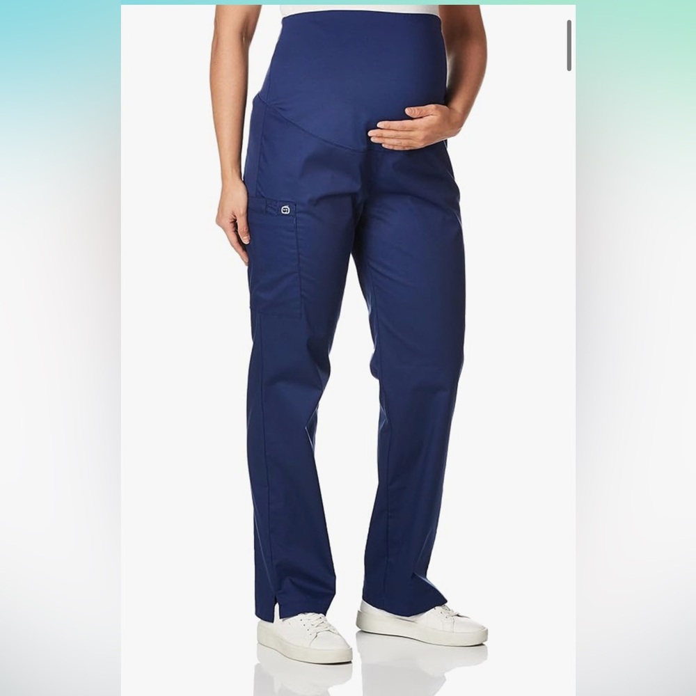 WonderWink WonderWork Maternity Scrub Navy Straight Leg Pants